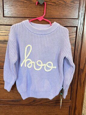 Gigi & Max Girls Fall/Halloween Purple Boo Sweater (NWT)